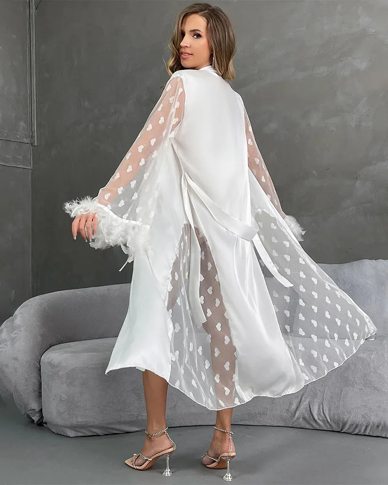 Heart Feather Sleeves Nightgown With Belt sold by Avid Love product image thumbnail 5