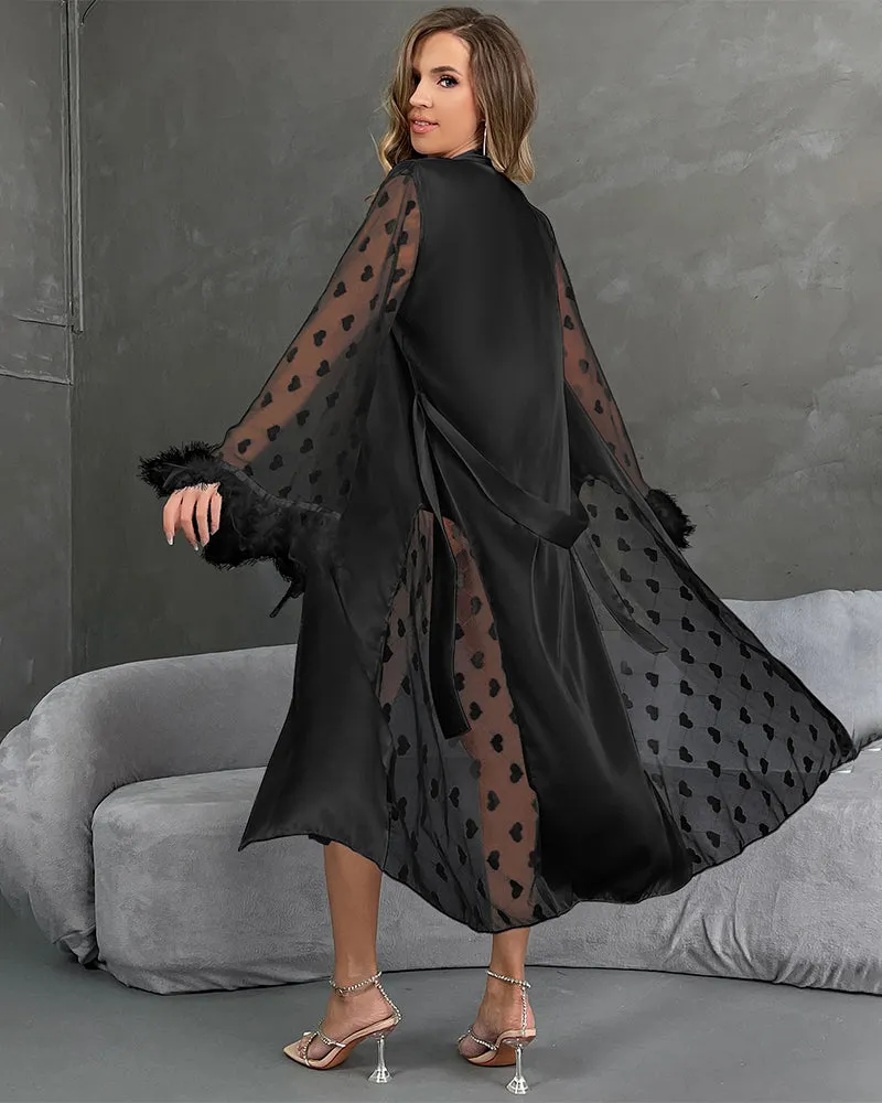 Heart Feather Sleeves Nightgown With Belt sold by Avid Love product image thumbnail 2