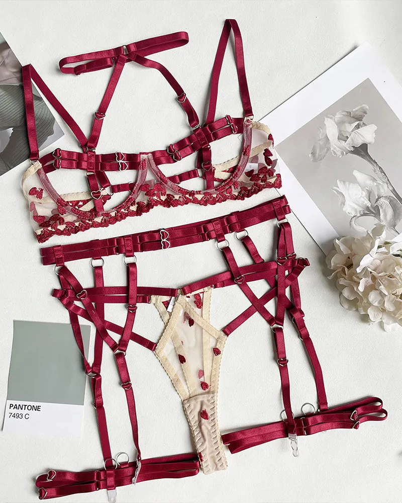 Hollow Out Strappy Lingerie 5-piece Set sold by Avid Love product image thumbnail 2