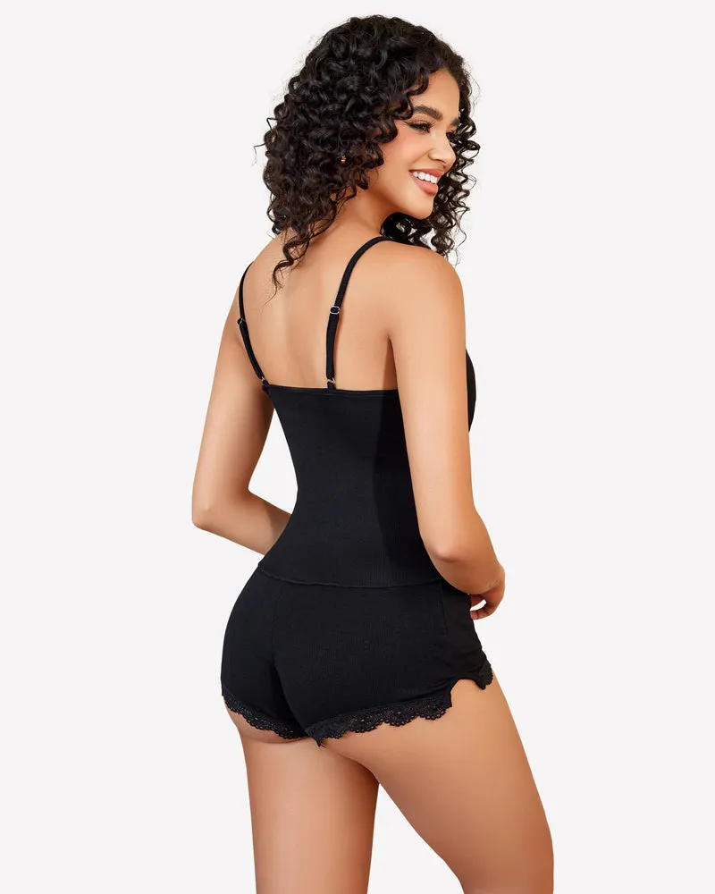 Cami Pajama Set Lace Trim Short PJ Set sold by Avid Love product image thumbnail 2