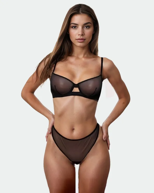Mesh Sheer Push Up Lingerie Set made by Avid Love