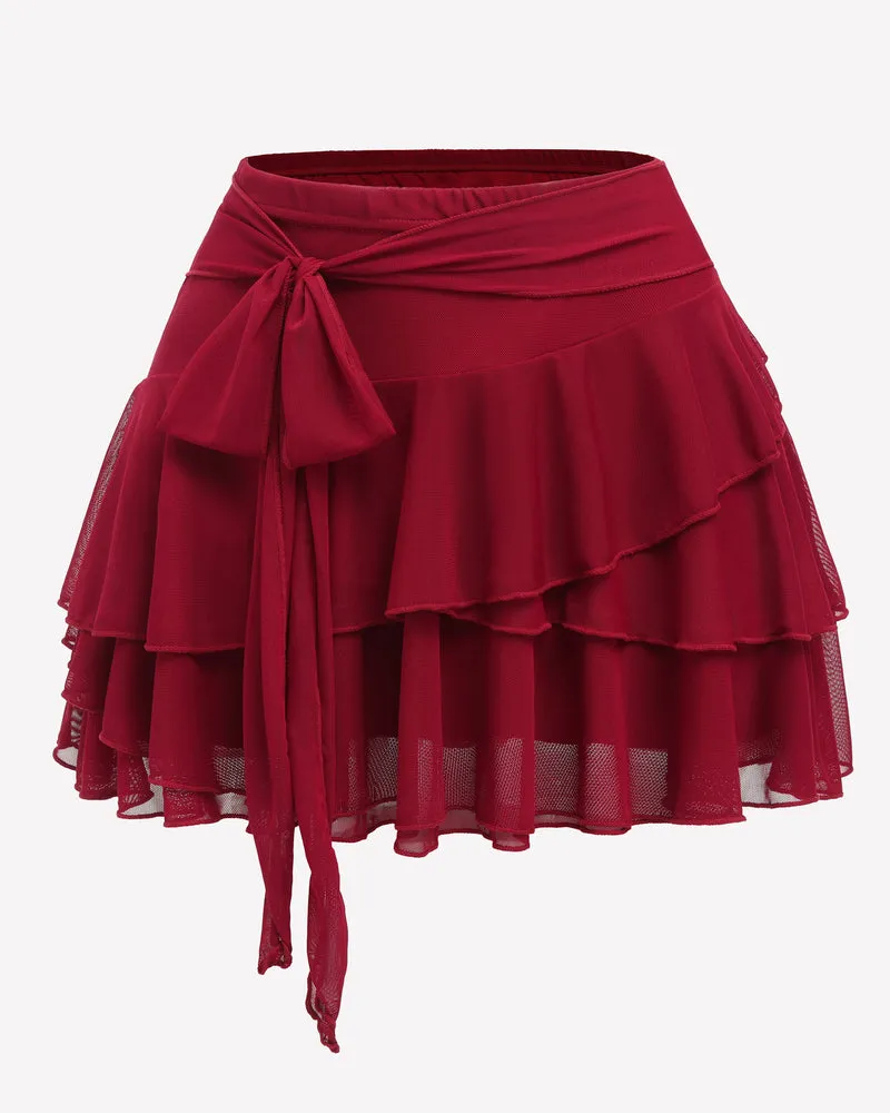 Flowy Hem Multi-Layer Ruffle Trim Skirt sold by Avid Love product image thumbnail 4