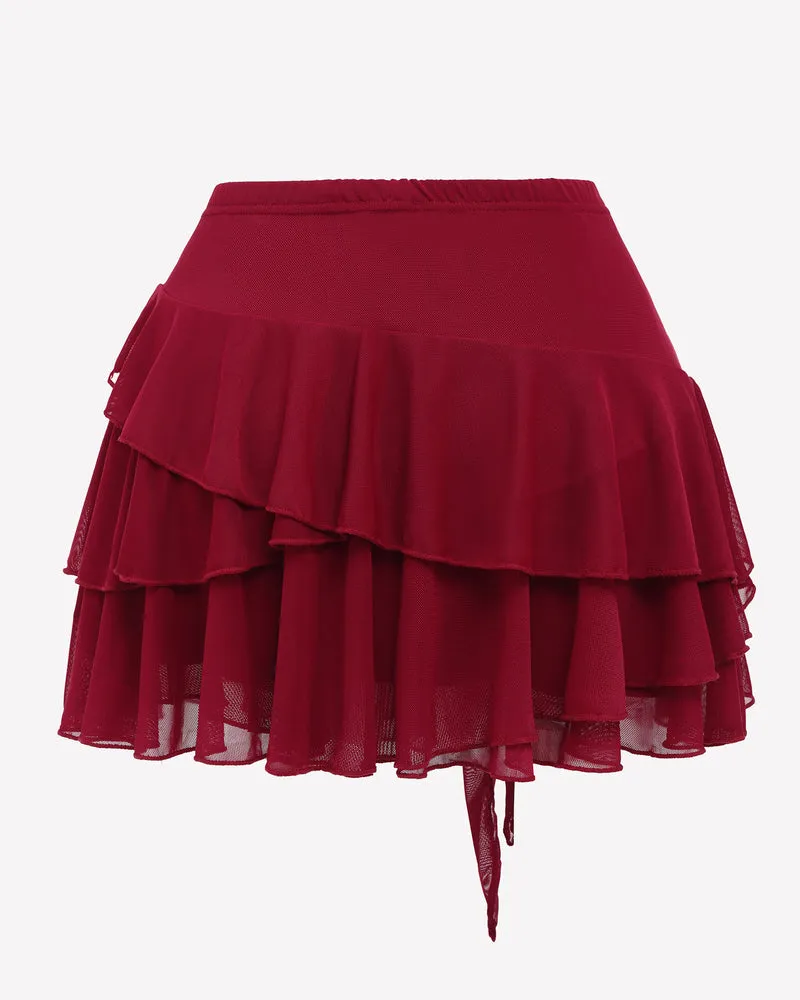 Flowy Hem Multi-Layer Ruffle Trim Skirt sold by Avid Love product image thumbnail 5