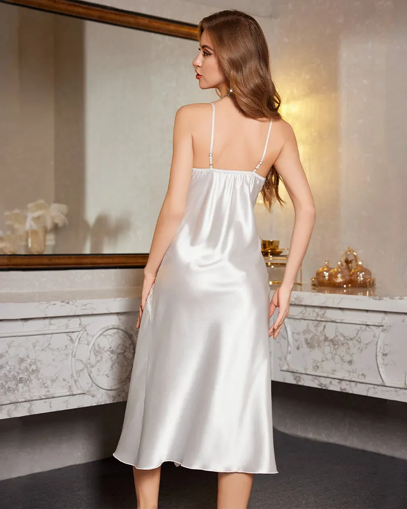 Ice Silk Irregular Lace Stitching Nightdress sold by Avid Love product image thumbnail 2