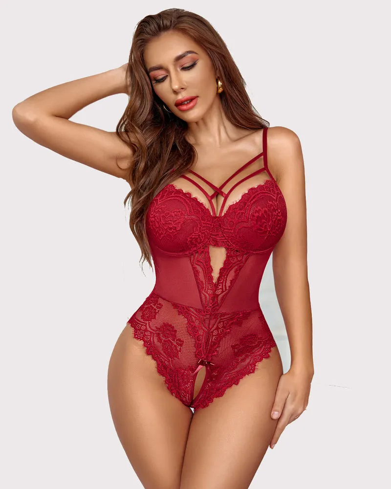 Floral Lace Harness Bodysuit (DE Only) sold by Avid Love product image thumbnail 3
