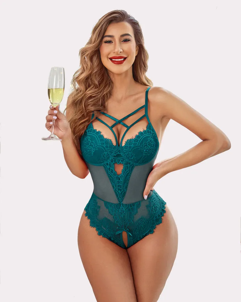 Floral Lace Harness Bodysuit (DE Only) sold by Avid Love product image thumbnail 4