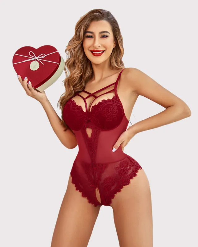 Floral Lace Harness Bodysuit (DE Only) made by Avid Love