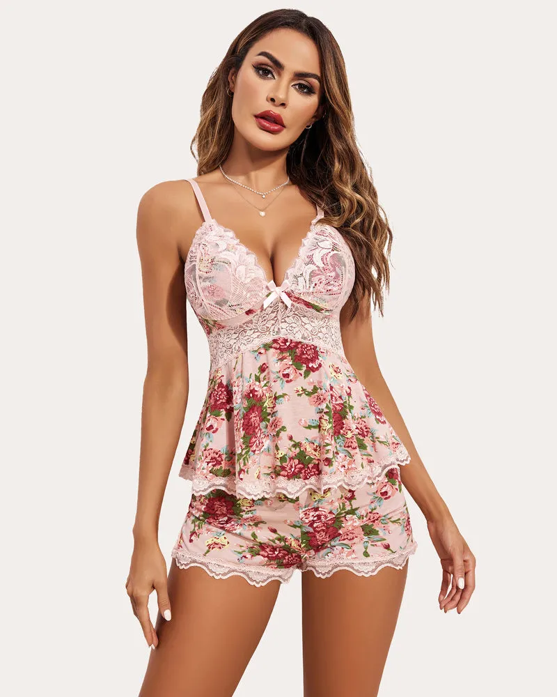 Lace Floral Pajamas Lounge Sets (DE Only) sold by Avid Love product image thumbnail 4