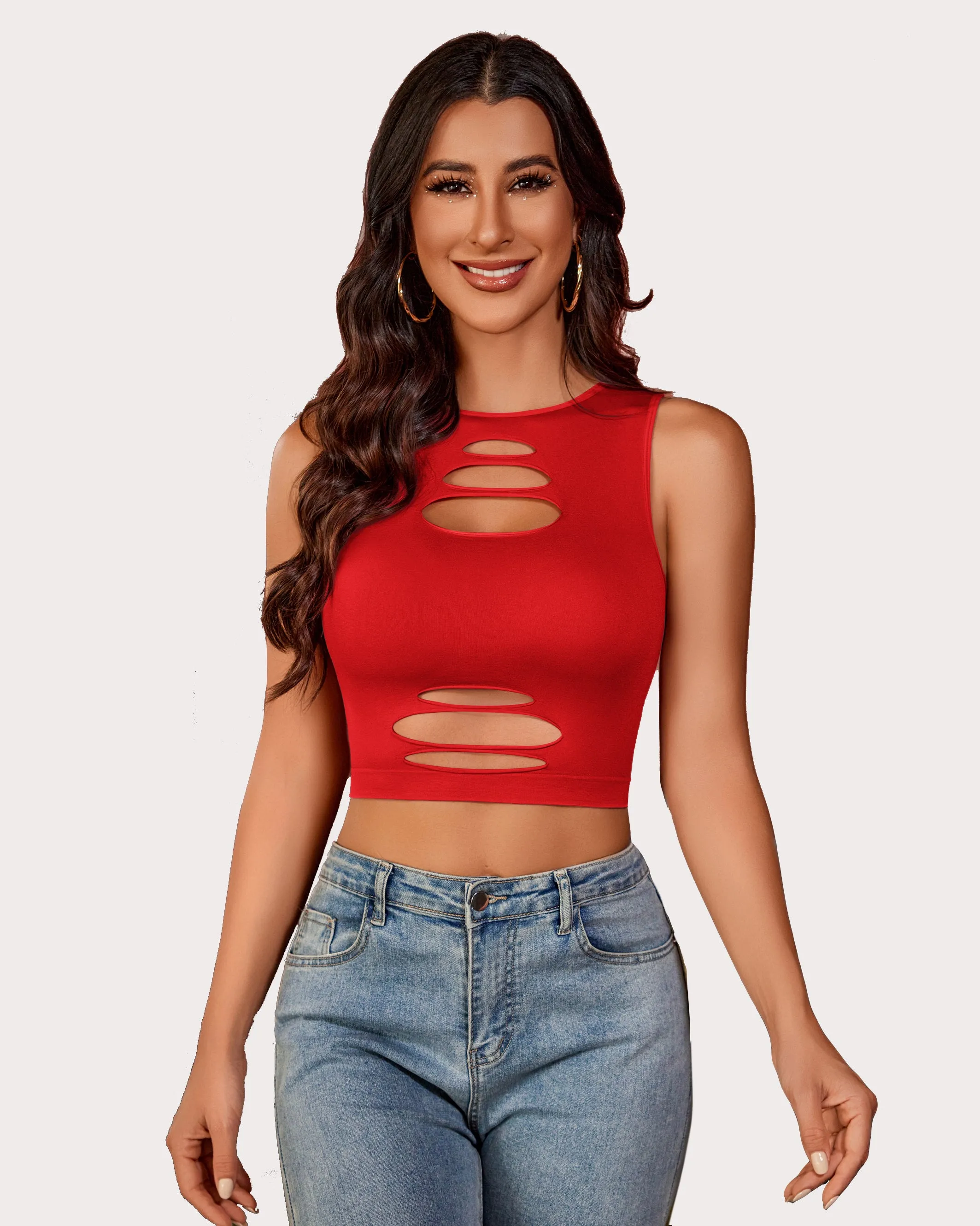 Fishnet Cut Out Crop Tank Top (DE Only) sold by Avid Love product image thumbnail 5