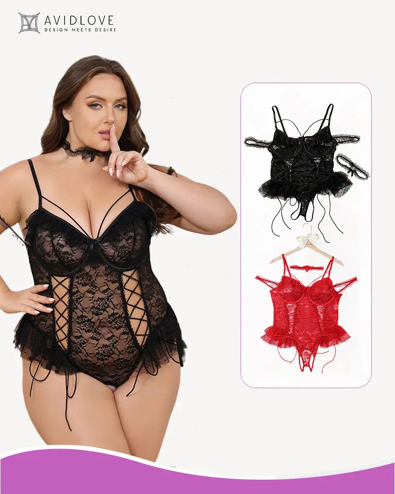 2 Packs Plus Size Sheer Lace Bodysuits sold by Avid Love
