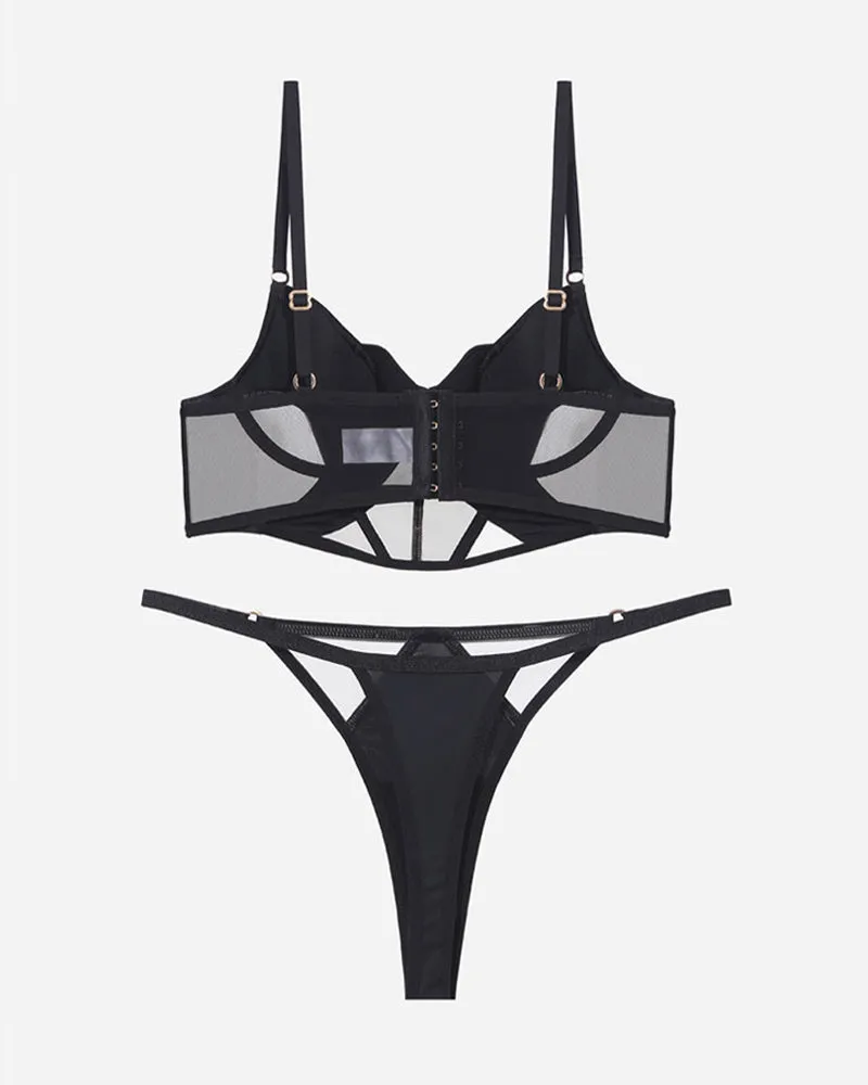 Push Up Mesh Hollow Bra and Thong Set sold by Avid Love product image thumbnail 2