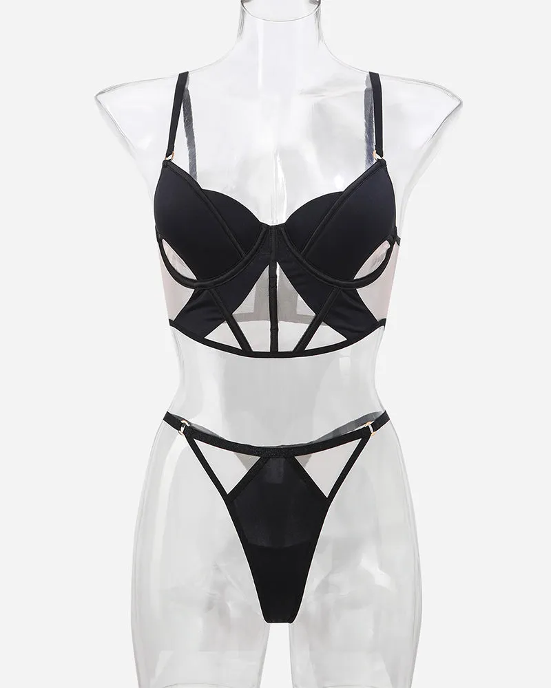 Push Up Mesh Hollow Bra and Thong Set sold by Avid Love product image thumbnail 3