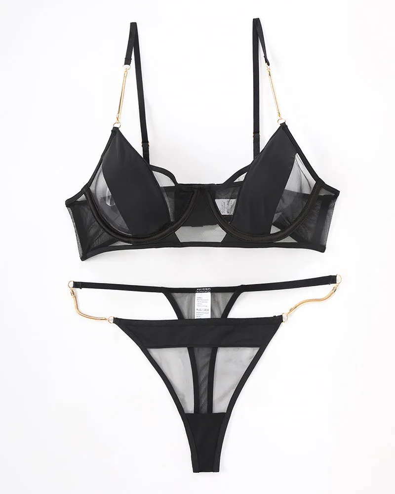 Push Up Chain Bra and Thong Set sold by Avid Love