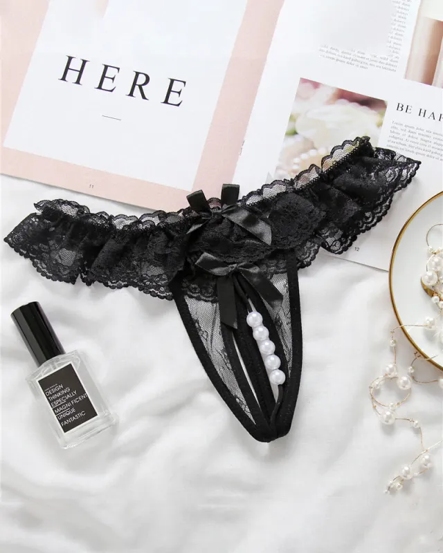 Beaded Lace Crotchless Panty made by Avid Love