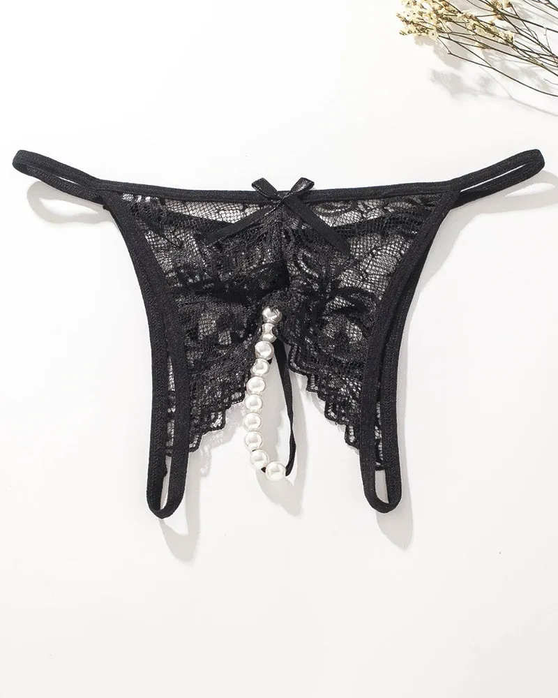 Lace Pearl G-String Low Rise T-Back Thongs sold by Avid Love product image thumbnail 2