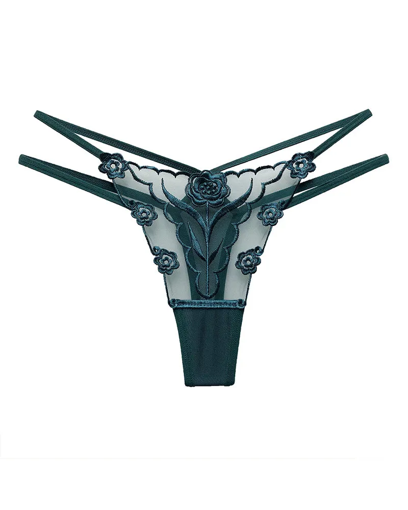 Rose Embroidery Thong Mesh Panties sold by Avid Love product image thumbnail 2