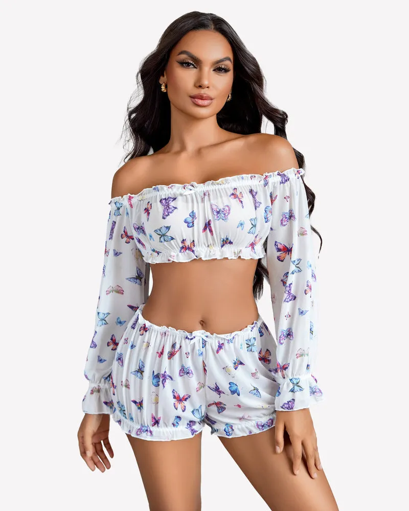 Off Shoulder Ruffle Bra and Panty Set sold by Avid Love product image thumbnail 4