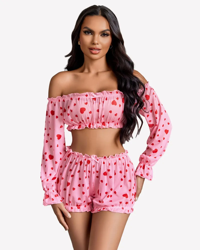 Off Shoulder Ruffle Bra and Panty Set sold by Avid Love