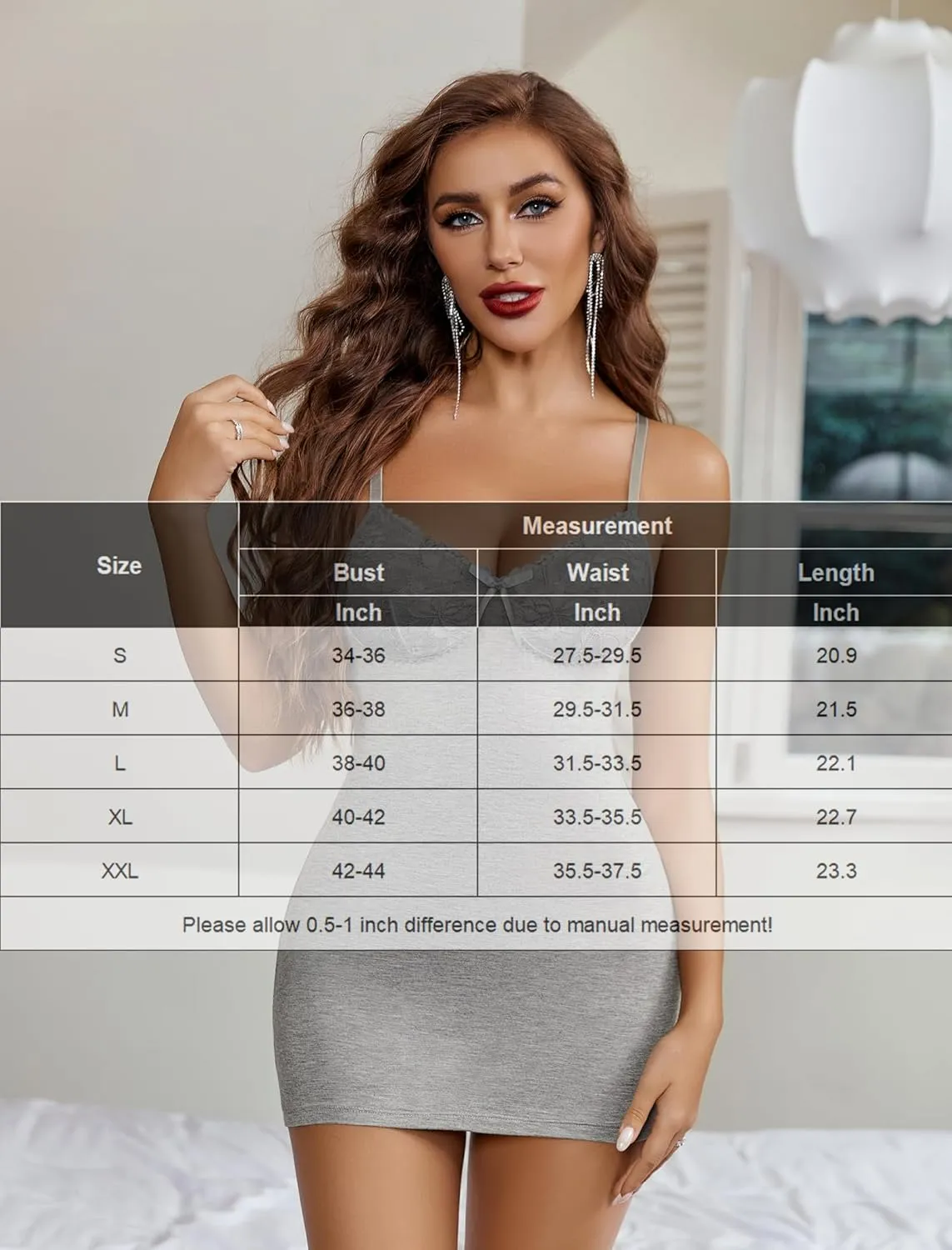 Modal Dress V Neck Full Slip Chemise sold by Avid Love product image thumbnail 5