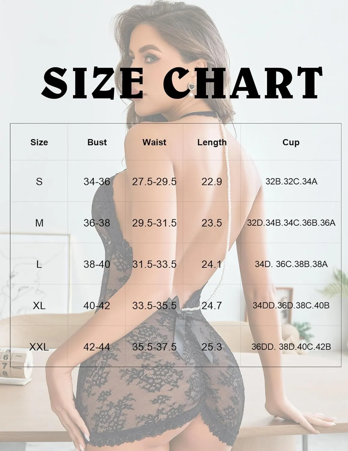 Lace Pearls Chemise Mesh Halter Dress sold by Avid Love product image thumbnail 4