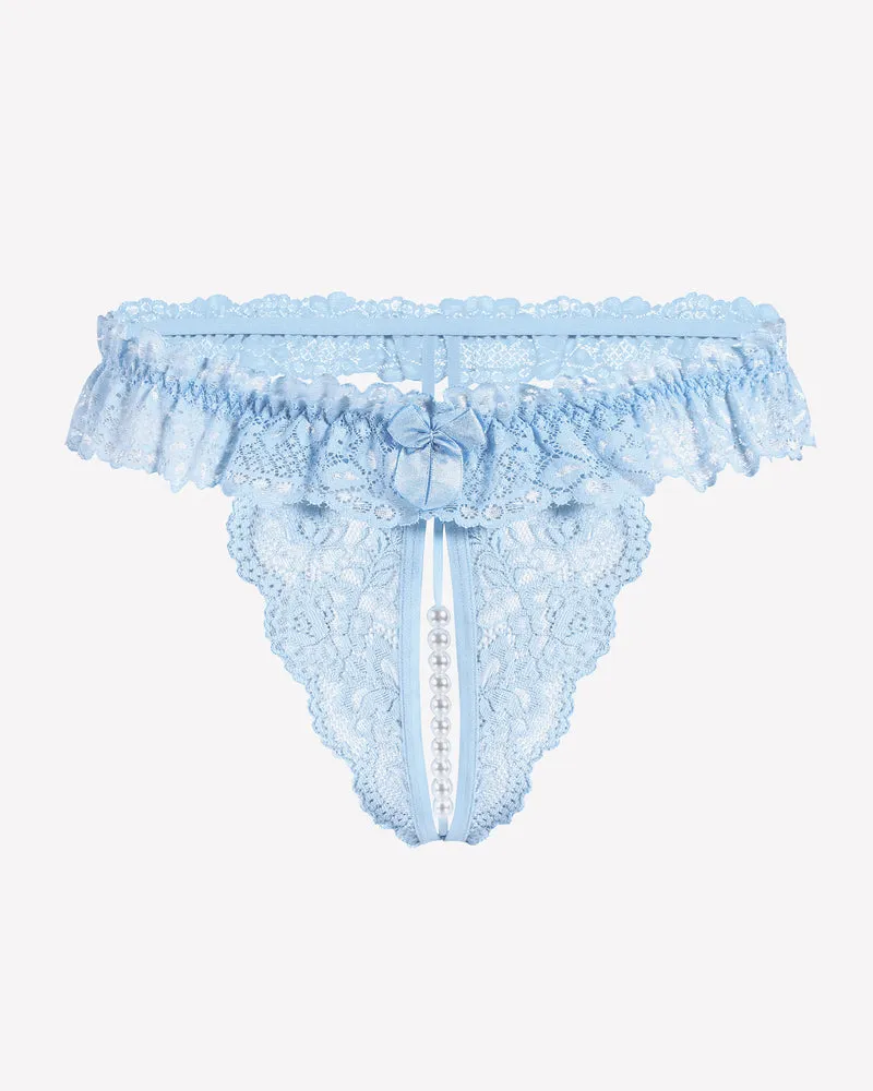 Lace Low Waist Thongs with Pearls Ball sold by Avid Love product image thumbnail 5