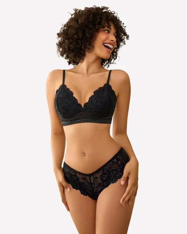 Lace 2 Piece Lace Bralette and Panty Set sold by Avid Love