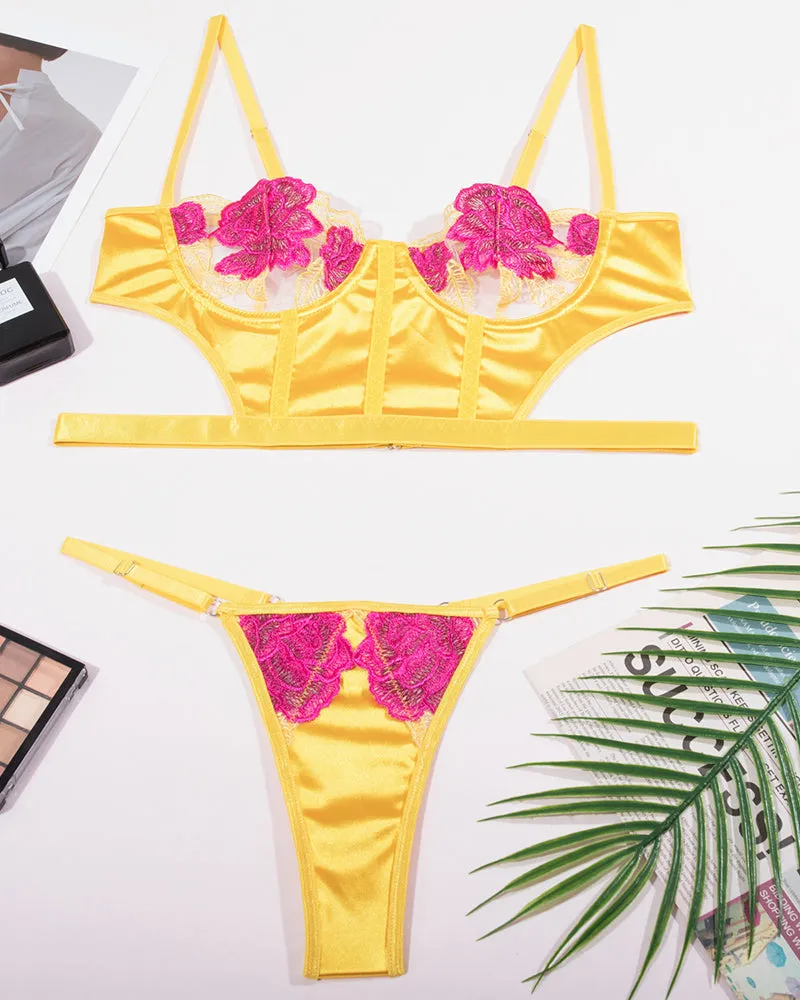 Rose Embroidery Lace Lingerie Set sold by Avid Love product image thumbnail 5