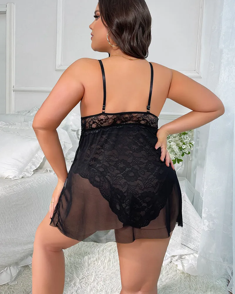 Plus Size Snap Crotch Lace Nighty sold by Avid Love product image thumbnail 3