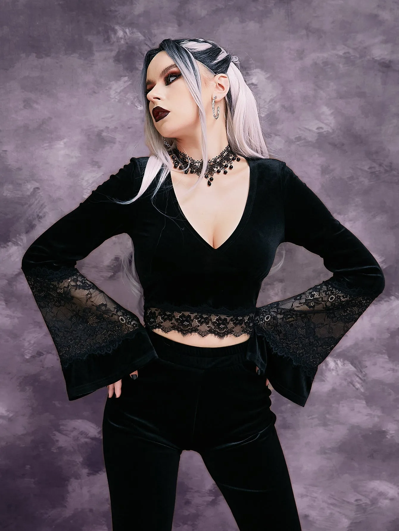 Contrast Eyelash Lace Crop Tee sold by Avid Love