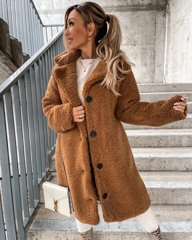 Plush Faux Fur Coat Jacket made by zeagoo