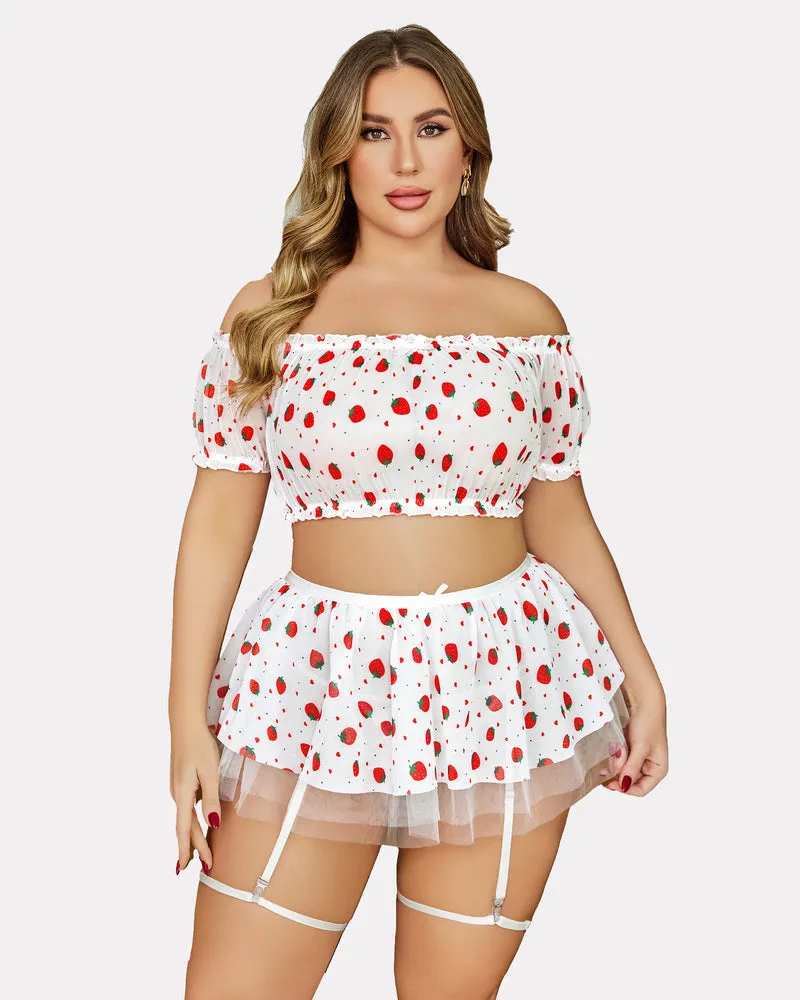 Plus Size Garter Mesh Lingerie Set sold by Avid Love