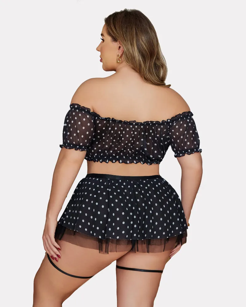 Plus Size Garter Mesh Lingerie Set sold by Avid Love product image thumbnail 4