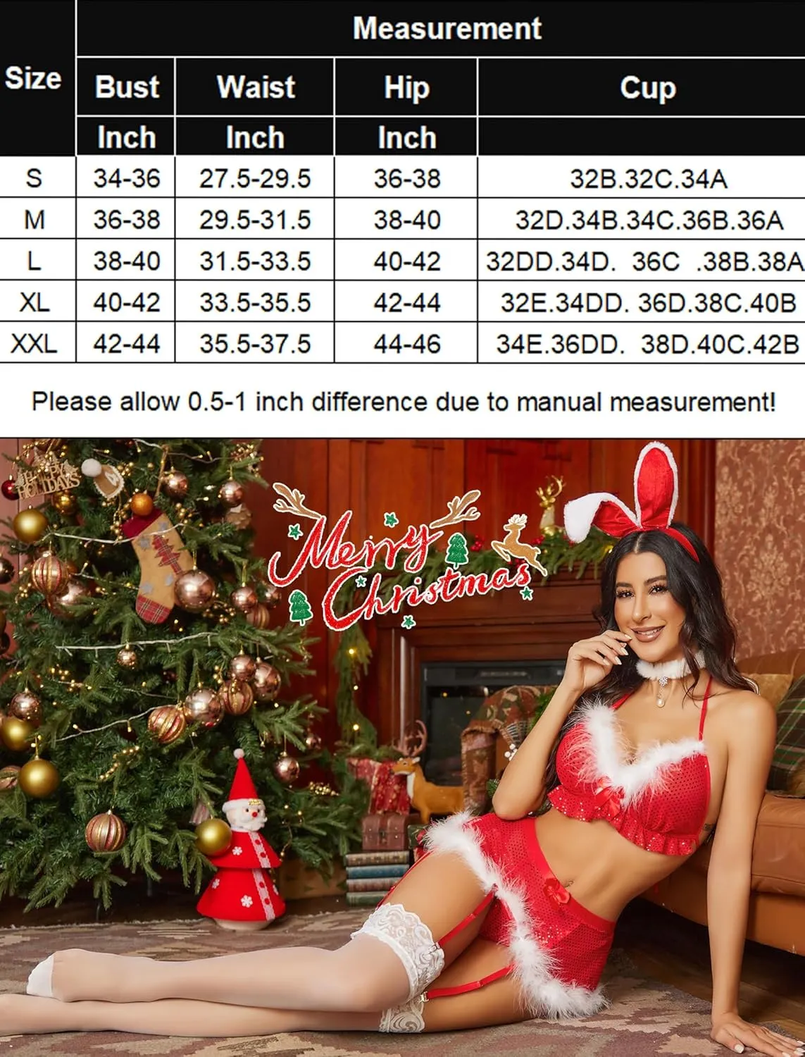 Christmas Lingerie Set with Garter Belts sold by Avid Love product image thumbnail 5