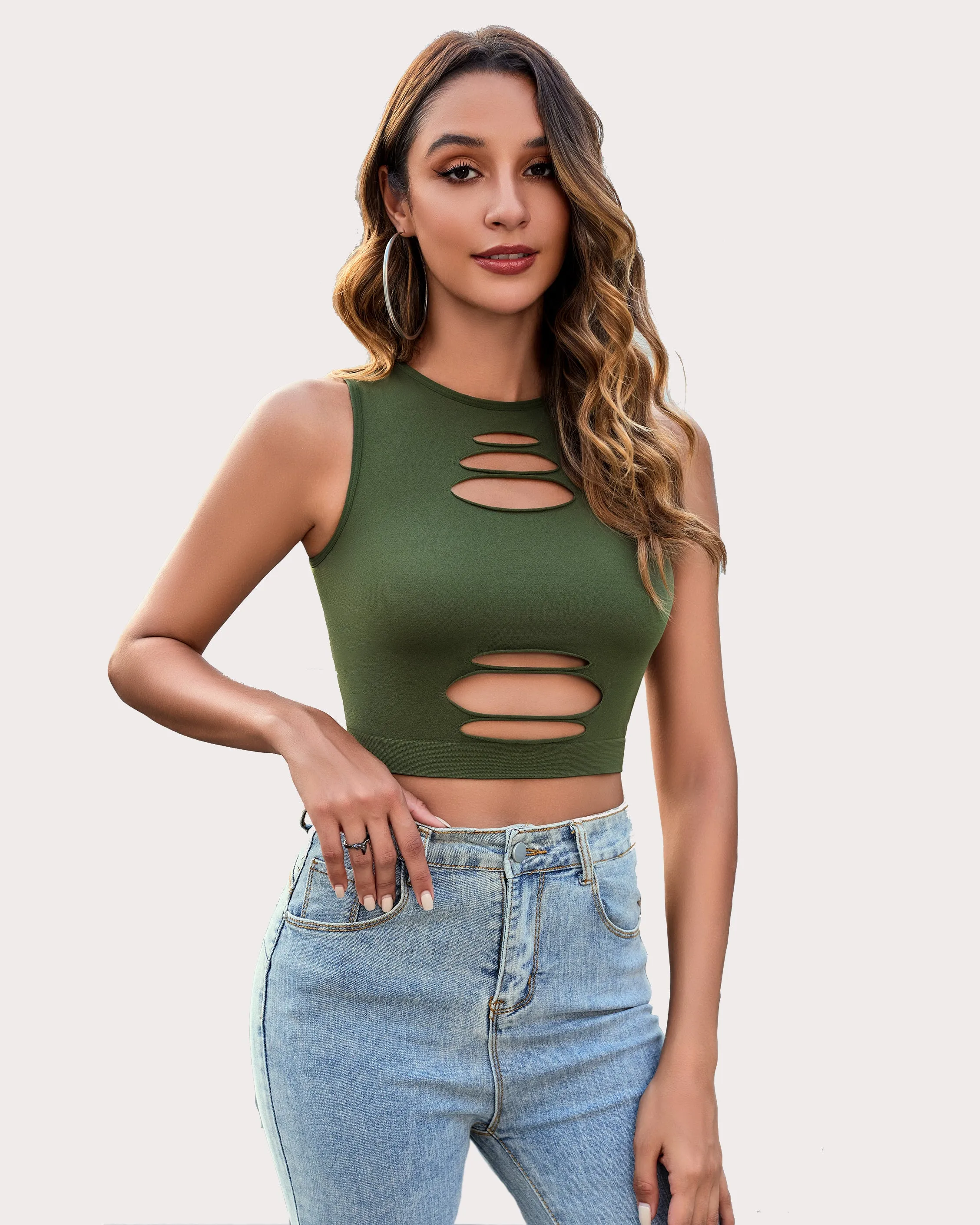 Fishnet Top Cut Out Crop Tank Top sold by Avid Love product image thumbnail 3