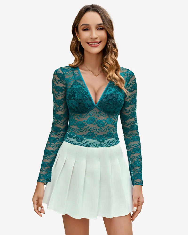 Mesh Long Sleeve Blouse Floral Lace Top sold by Avid Love product image thumbnail 5