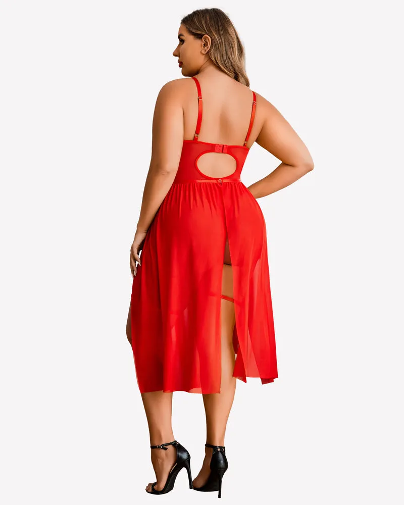 Plus Size Bodysuit with High Slit dress sold by Avid Love product image thumbnail 5