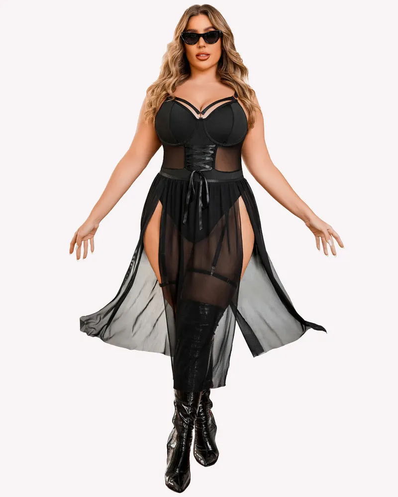 Plus Size Bodysuit with High Slit dress sold by Avid Love