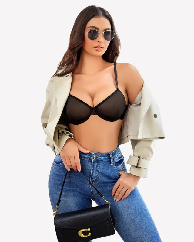 Sheer Mesh Unlined Underwire Bra sold by Avid Love