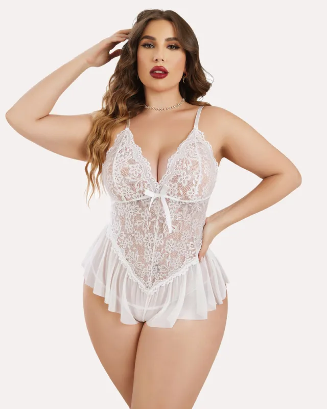 Plus Size Lingerie Lace Bodysuit sold by Avid Love