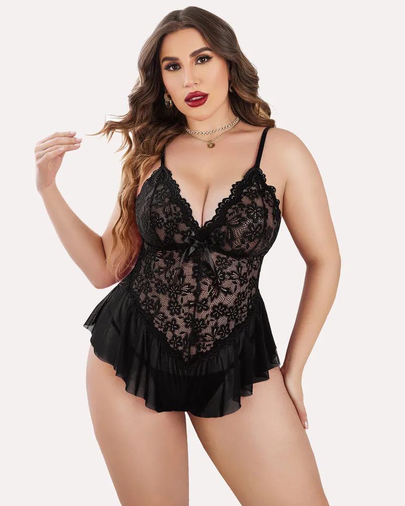 Plus Size Lingerie Lace Bodysuit sold by Avid Love product image thumbnail 5
