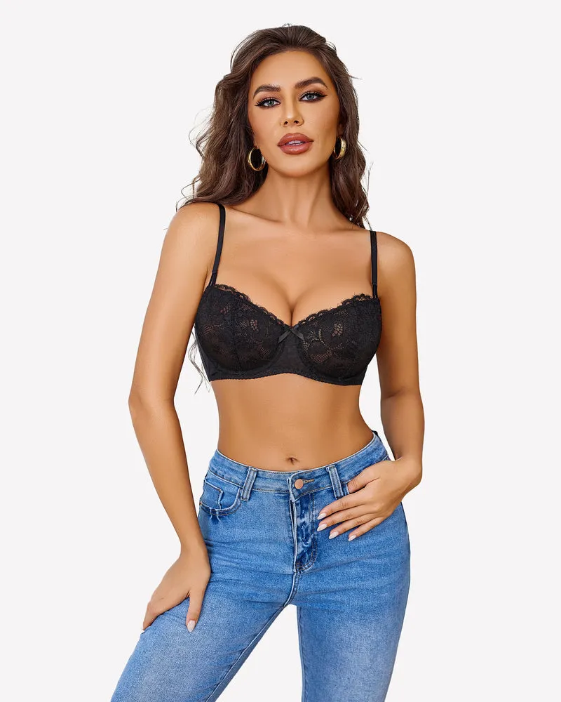 Lace Push Up Bra Sheer Balconette sold by Avid Love