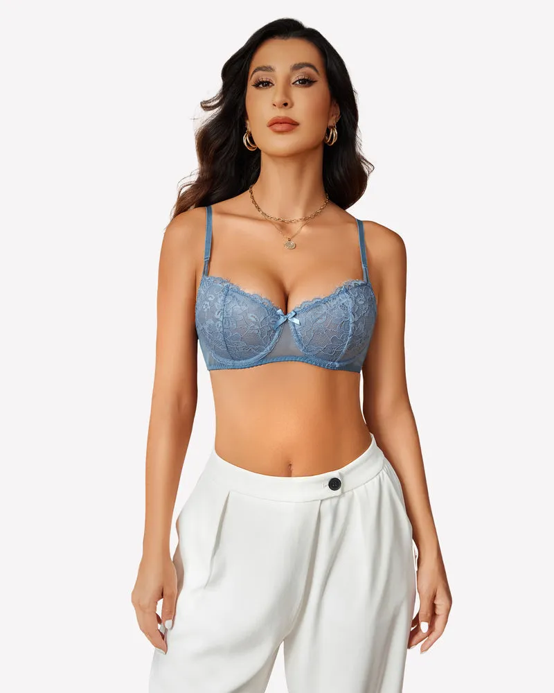 Lace Push Up Bra Sheer Balconette sold by Avid Love product image thumbnail 3