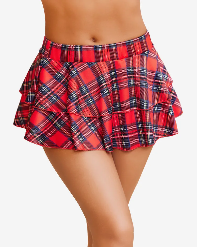 Plaid Pleated Mini Ruffle Skirts sold by Avid Love product image thumbnail 3