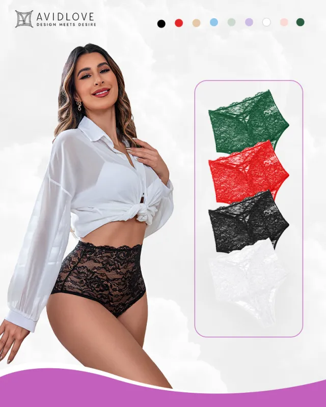 2/4 Pack Invisible Lace Full Coverage Panties made by Avid Love
