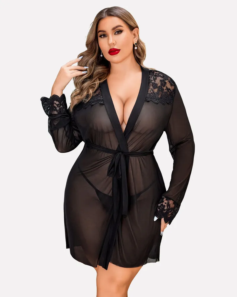 Plus Size Sleepwear Exotic Lace Lingerie Sets sold by Avid Love product image thumbnail 5