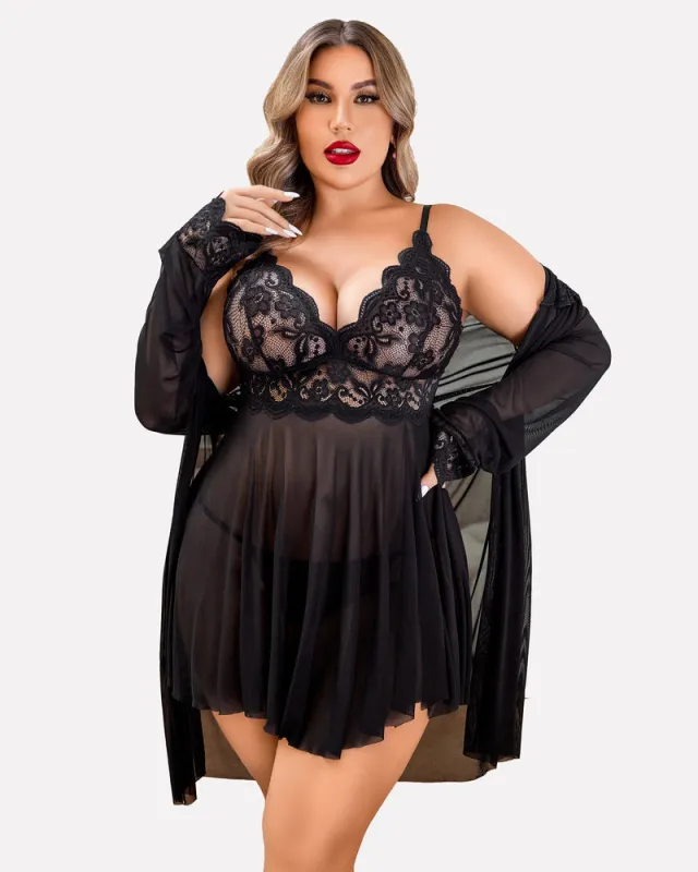 Plus Size Sleepwear Exotic Lace Lingerie Sets made by Avid Love