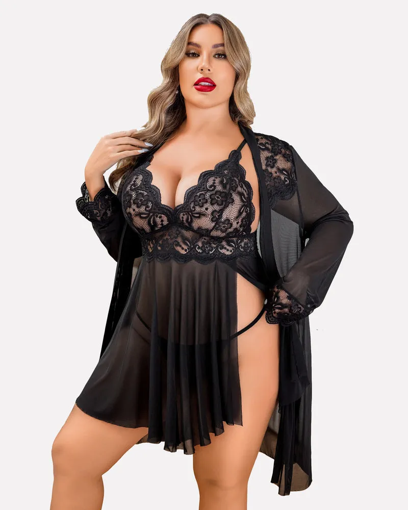 Plus Size Sleepwear Exotic Lace Lingerie Sets sold by Avid Love product image thumbnail 2