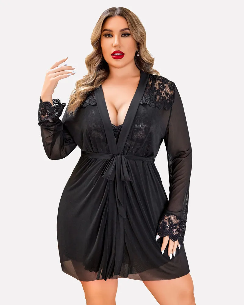Plus Size Sleepwear Exotic Lace Lingerie Sets sold by Avid Love product image thumbnail 4