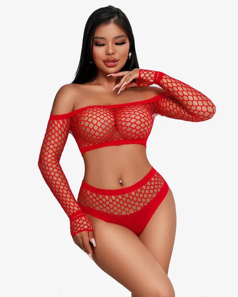 Fishnet Mesh 2 Piece Lingerie Set sold by Avid Love