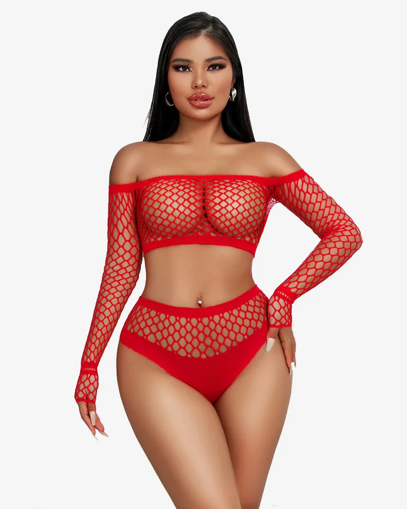 Fishnet Mesh 2 Piece Lingerie Set sold by Avid Love product image thumbnail 2